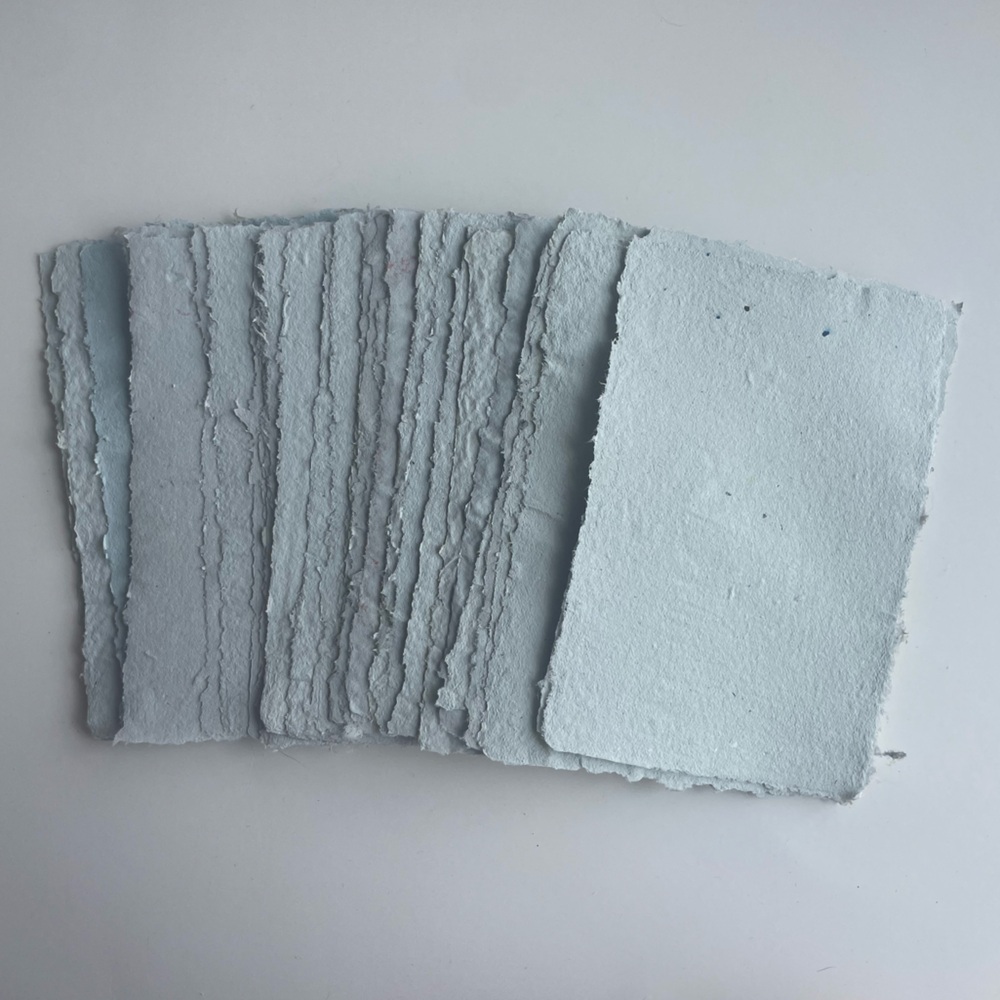 10 Sheets of Handmade Soft Grey/Blue Paper